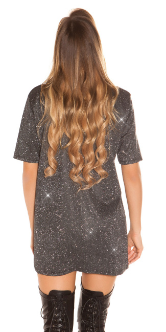 Trendy LeT s PaRTY glitter shirt dress Silver